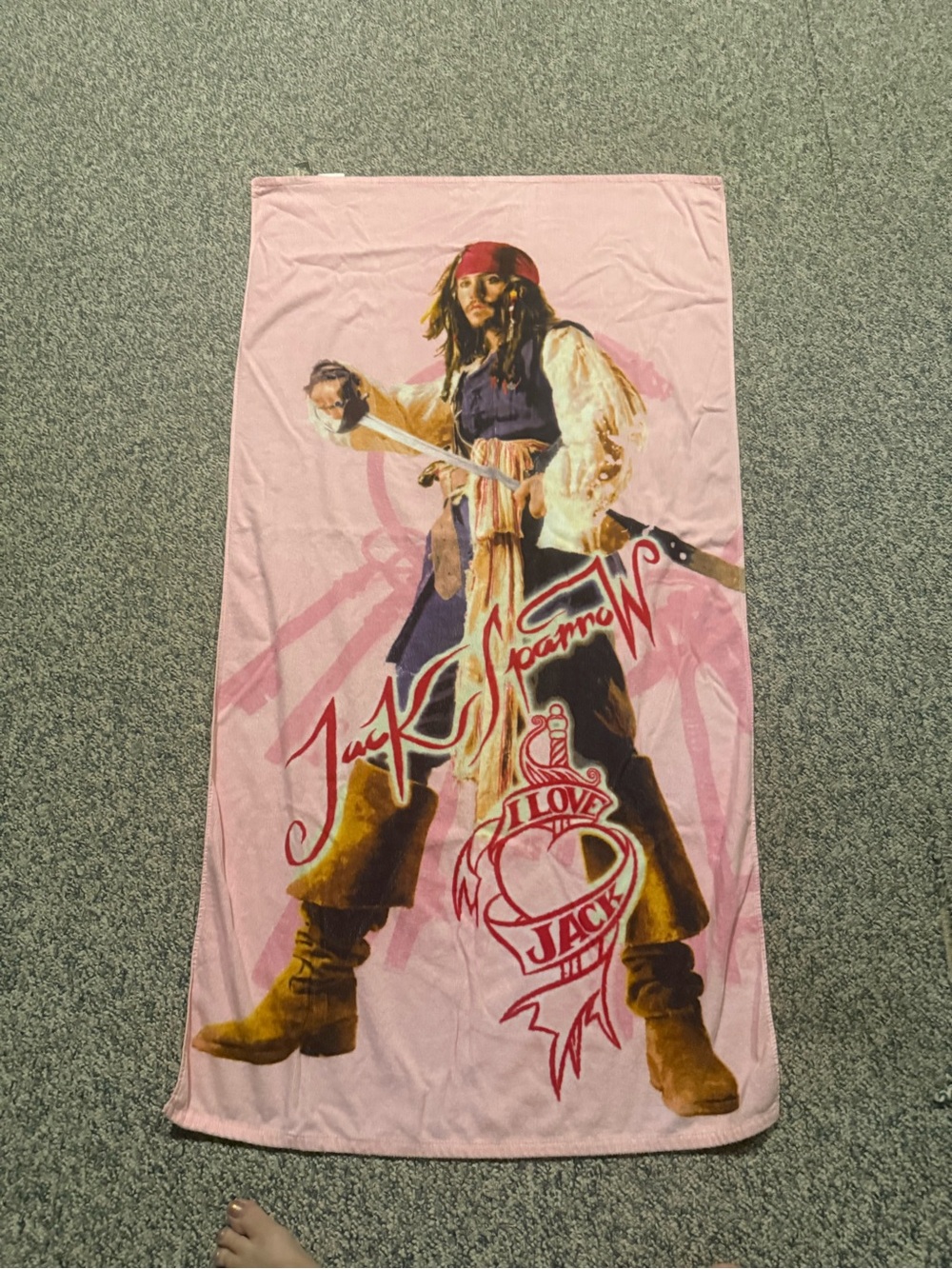 Johnny Depp Captain Jack Sparrow Pink Beach Towel from Disney store
